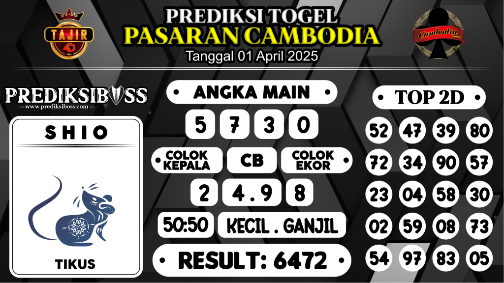 https://prediksibossapi.com/prediksi-boss-togel-cambodia-selasa-01-april-2025/